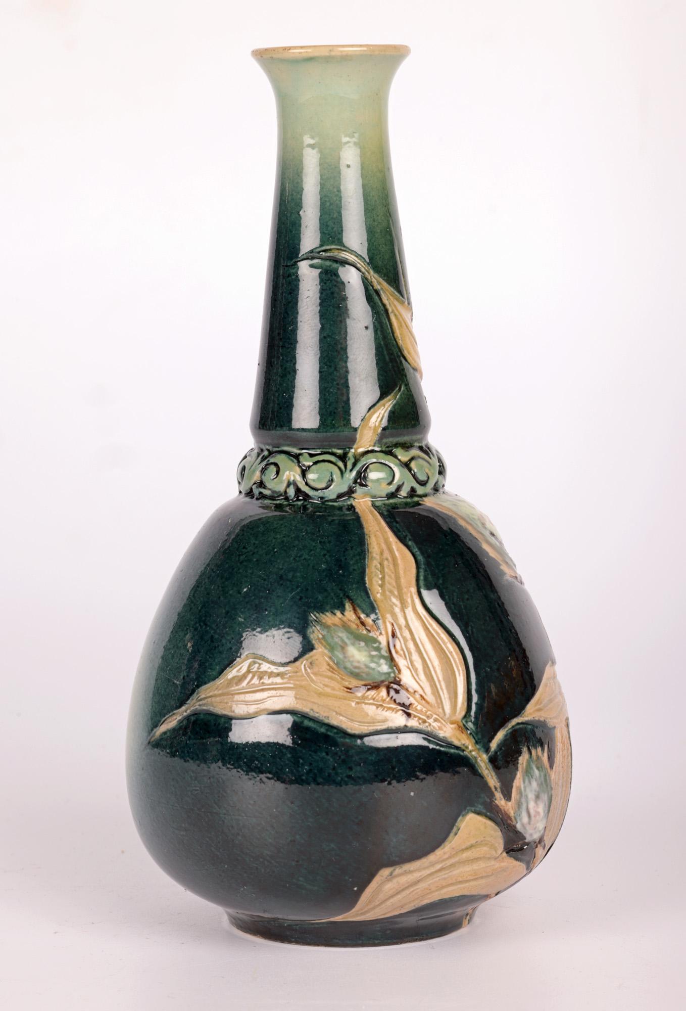 Edith D Lupton Doulton Lambeth Aesthetic Movement Thistle Vase For Sale 8