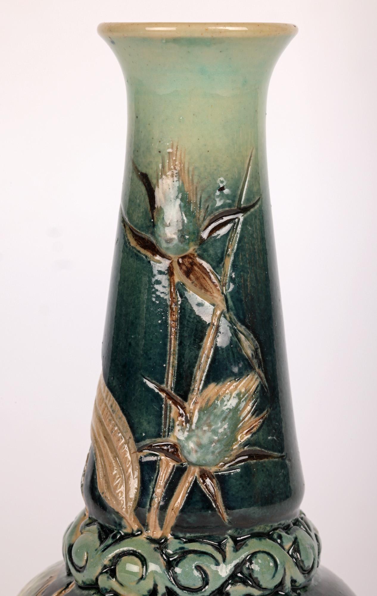 Edith D Lupton Doulton Lambeth Aesthetic Movement Thistle Vase For Sale 11
