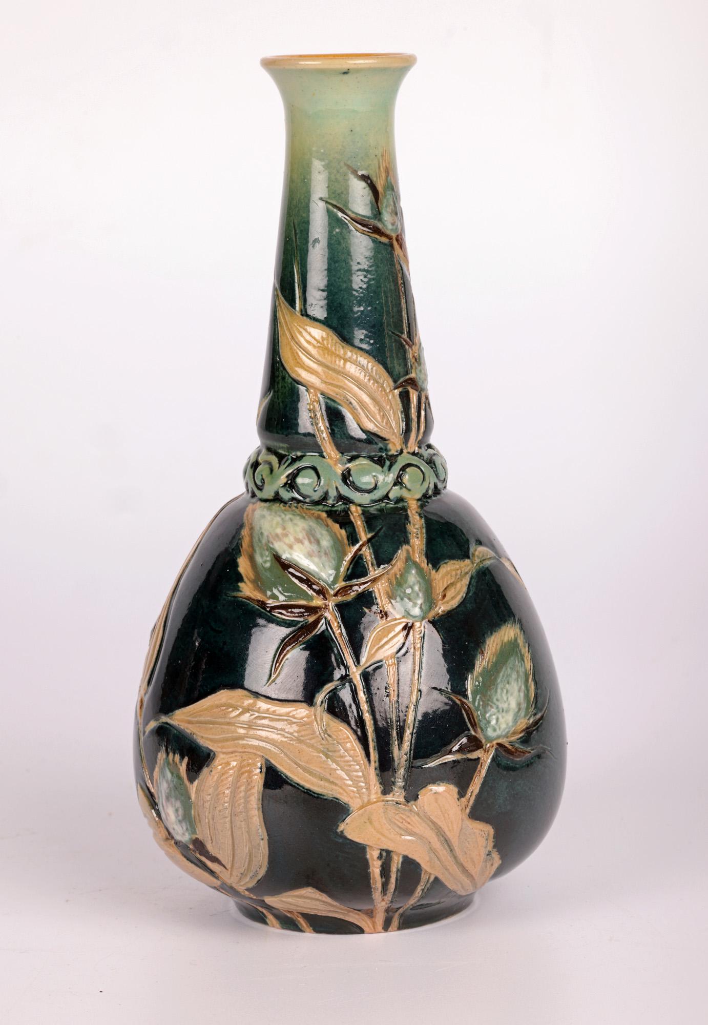 Edith D Lupton Doulton Lambeth Aesthetic Movement Thistle Vase For Sale 12