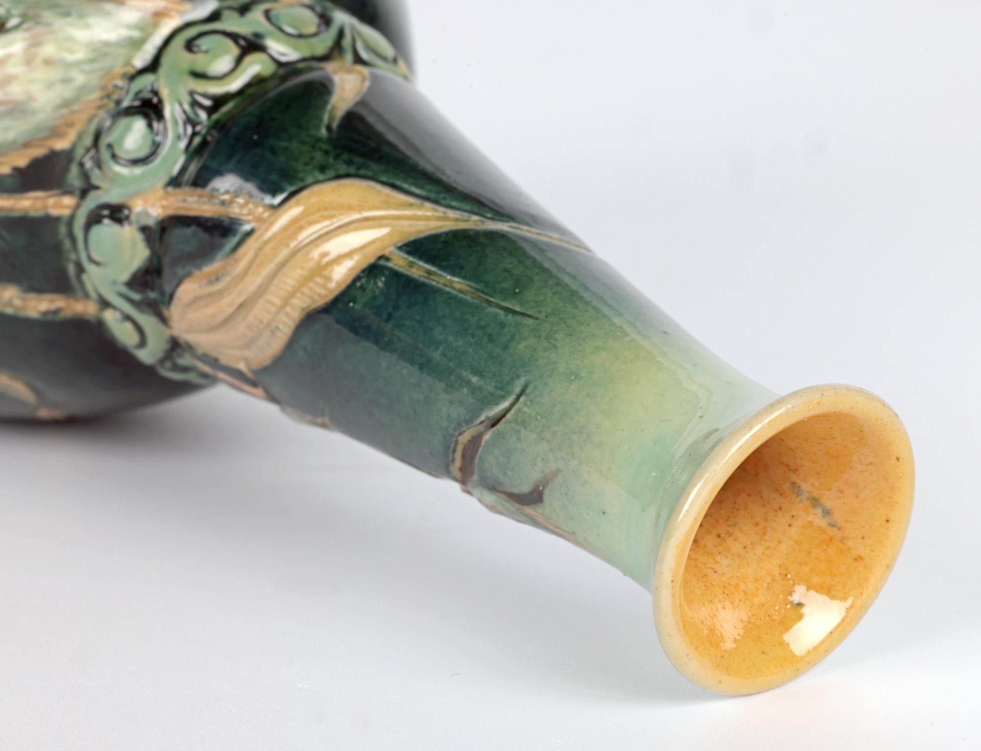 Edith D Lupton Doulton Lambeth Aesthetic Movement Thistle Vase For Sale 1