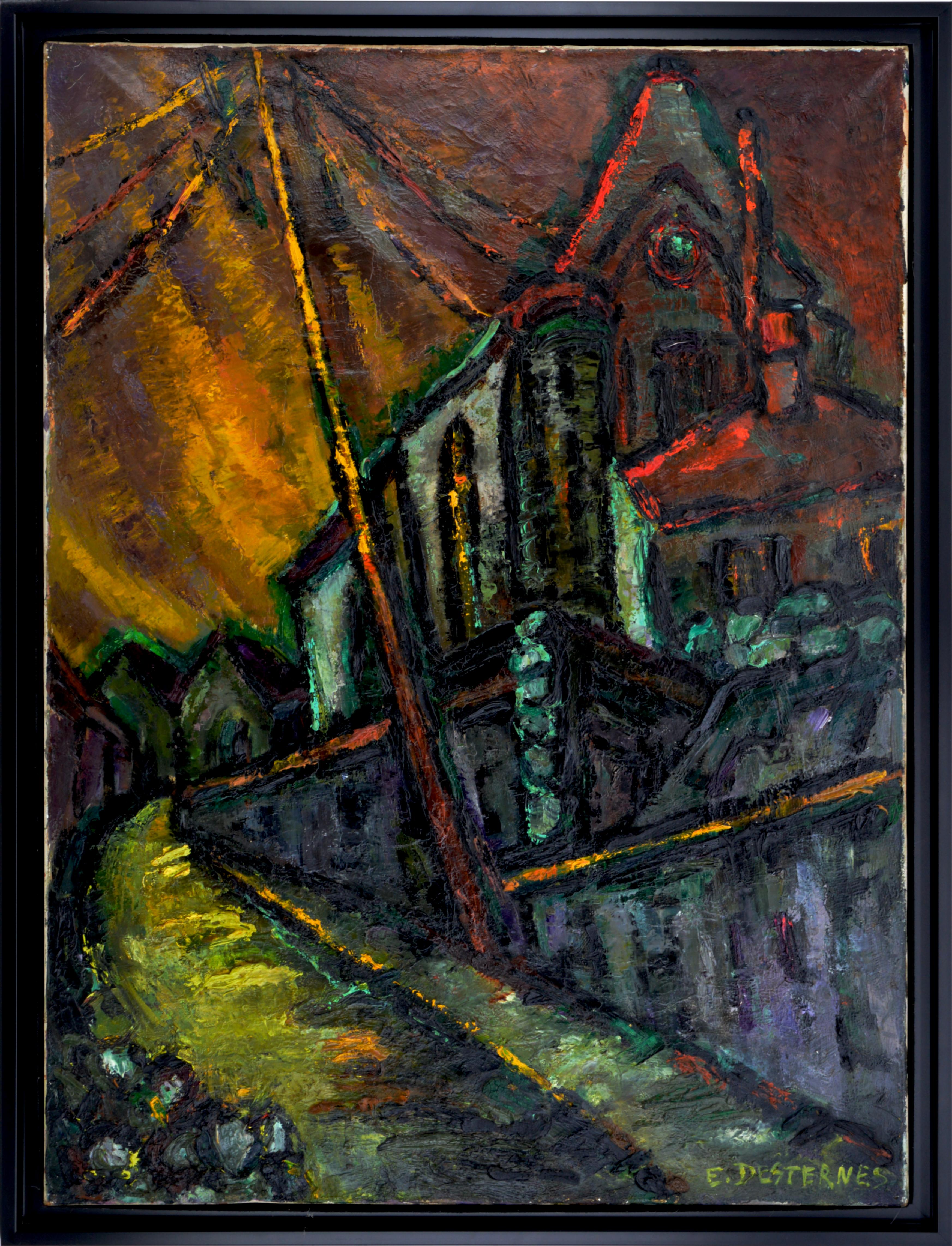 Edith Desternes, La iglesia Notre-Dame de l'Assomption en Auvers-sur-Oise, años 20