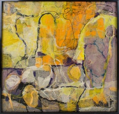 Mid Century Abstract Colorful Collage Painting by Edith Ferullo