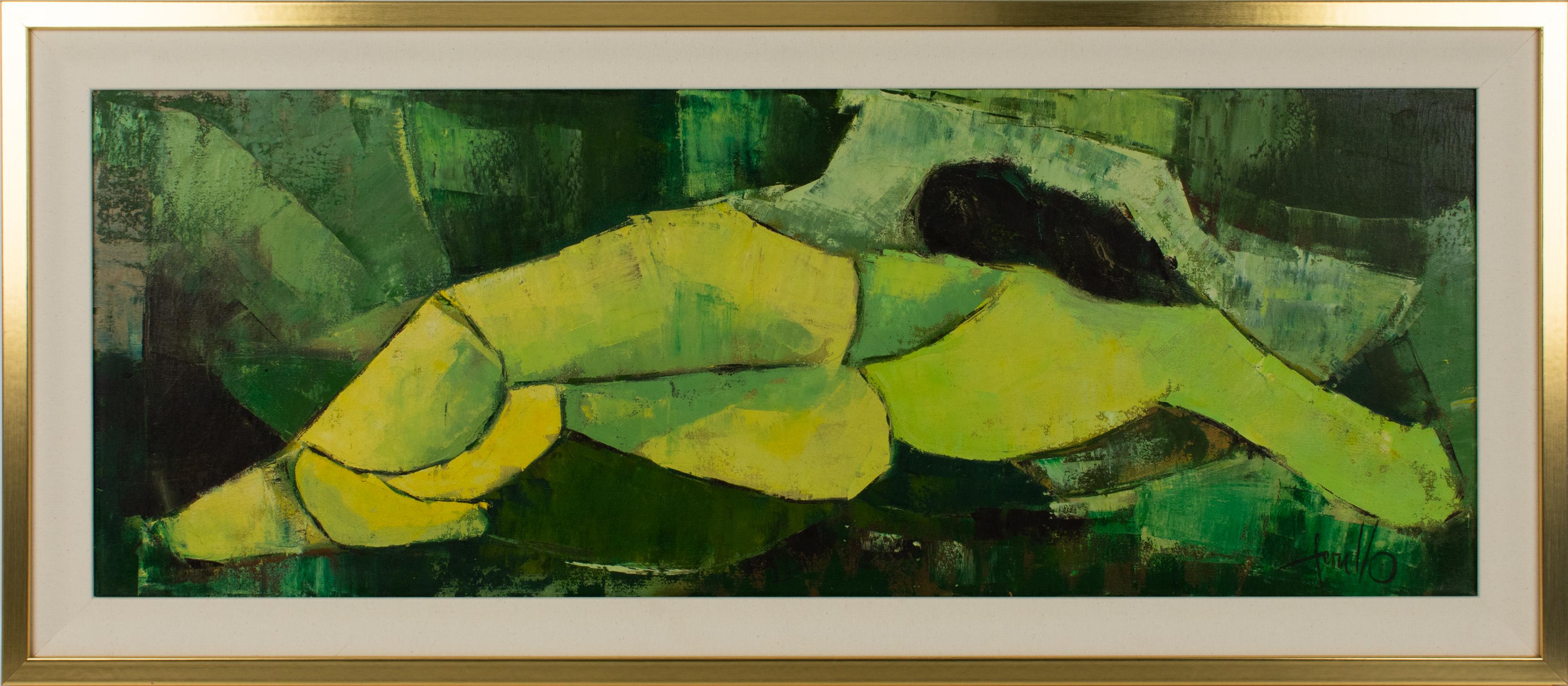Edith E. Ferullo Nude Painting – Abstrakter Akt, Öl auf Leinwand, Gemälde von Edith Ferullo, Mitte des Jahrhunderts