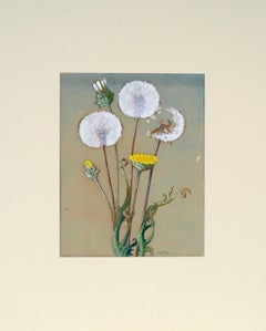 "Pissenlit" Peinture à l'huile originale Vintage