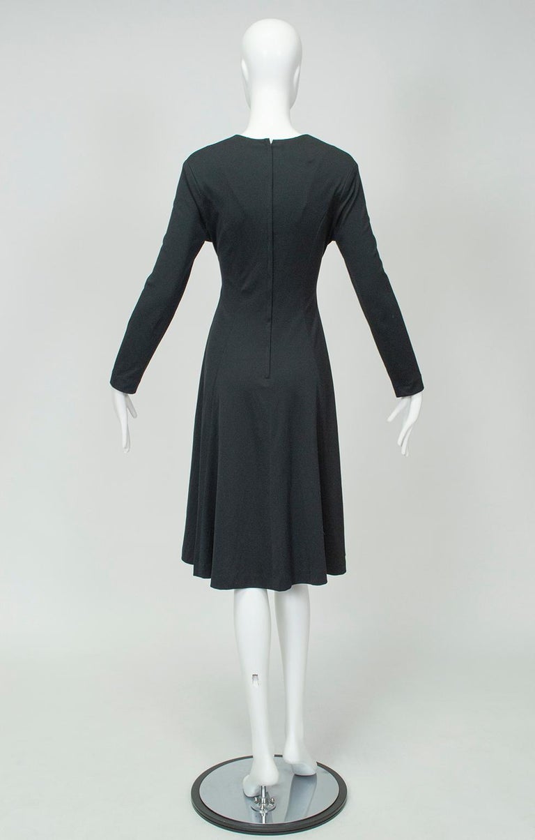 Edith Flagg Black Swirling Princess Dance Dress with Plunging Bodice – M, 1960s For Sale 1