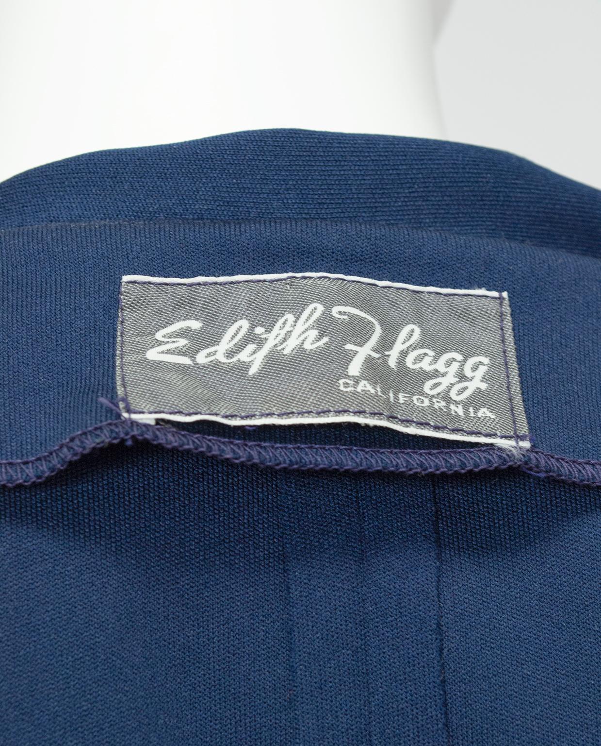 Ärmelloses Seemannskleid aus marineblauem Jersey mit maritimen Knöpfen - M, 1960er im Angebot 8