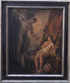Jason Rescuing Maiden - British 20s art Impressionist mythological oil painting