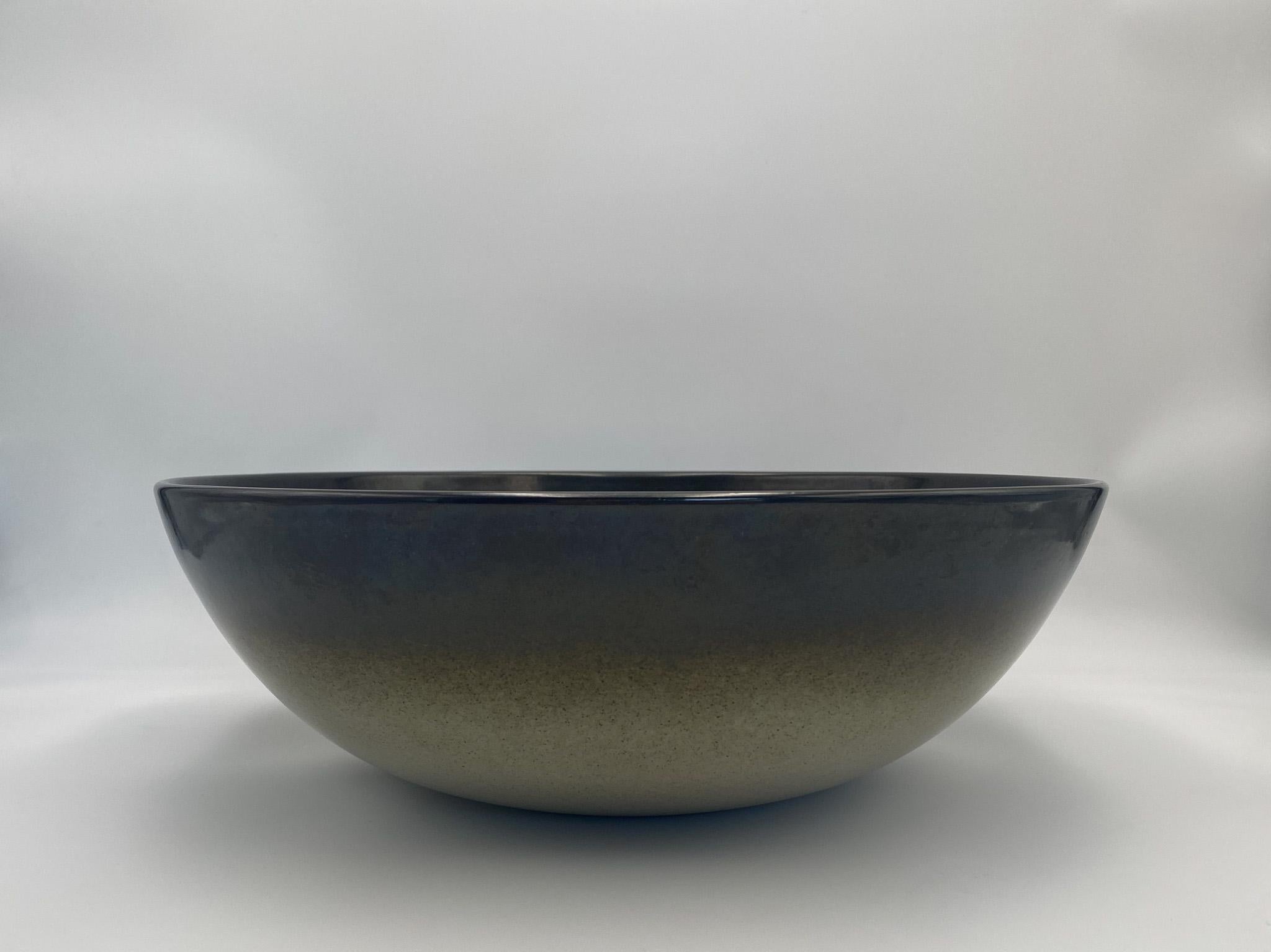 Edith Heath Coupe Line Pottery Sea & Sand Large Ceramic Serving Bowl , California, c.1960