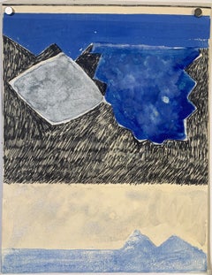 « Paysage des Black Mountains » - Peinture originale de paysage abstrait du milieu du siècle dernier