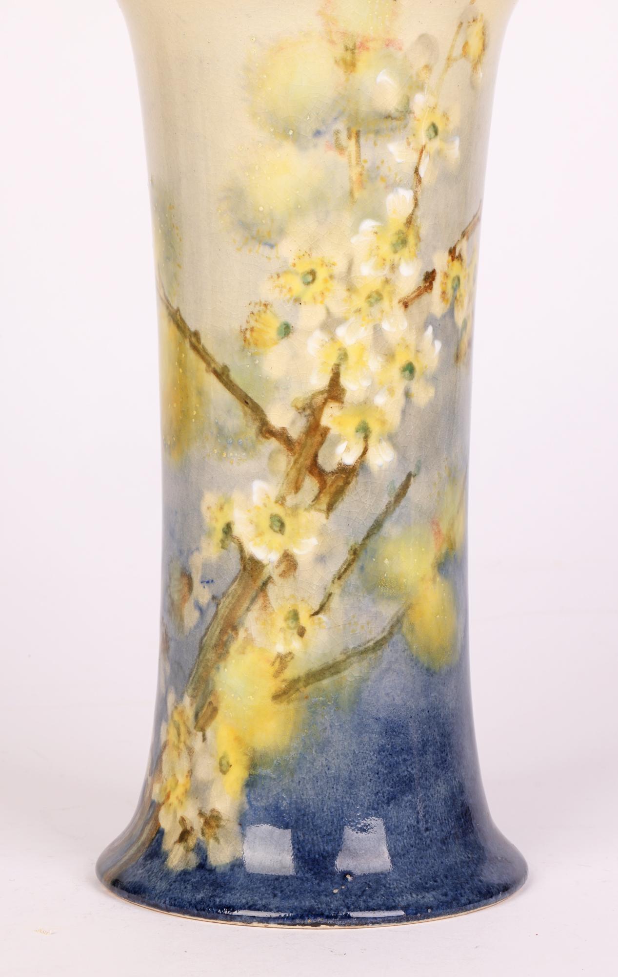 English Edith Jane Gillman Doulton Lambeth Faience Floral Painted Vase