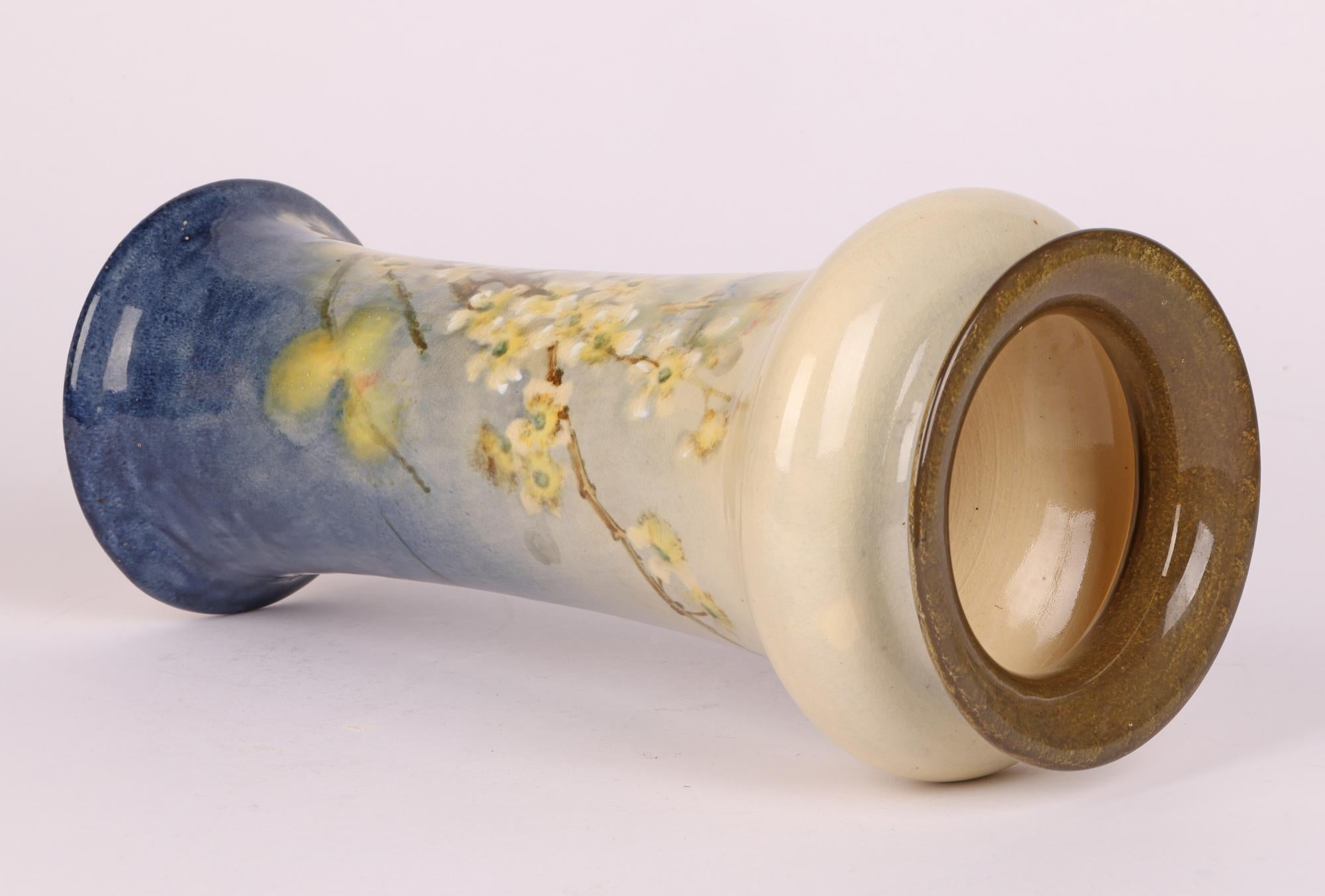 Edith Jane Gillman Doulton Lambeth Faience Floral Painted Vase In Good Condition In Bishop's Stortford, Hertfordshire