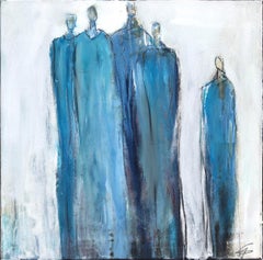 5831 - Opera d'arte astratta originale figurativa blu