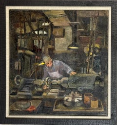 Realismo sociale, operaio industriale, arte moderna americana della metà del XX secolo con scene di vita quotidiana
