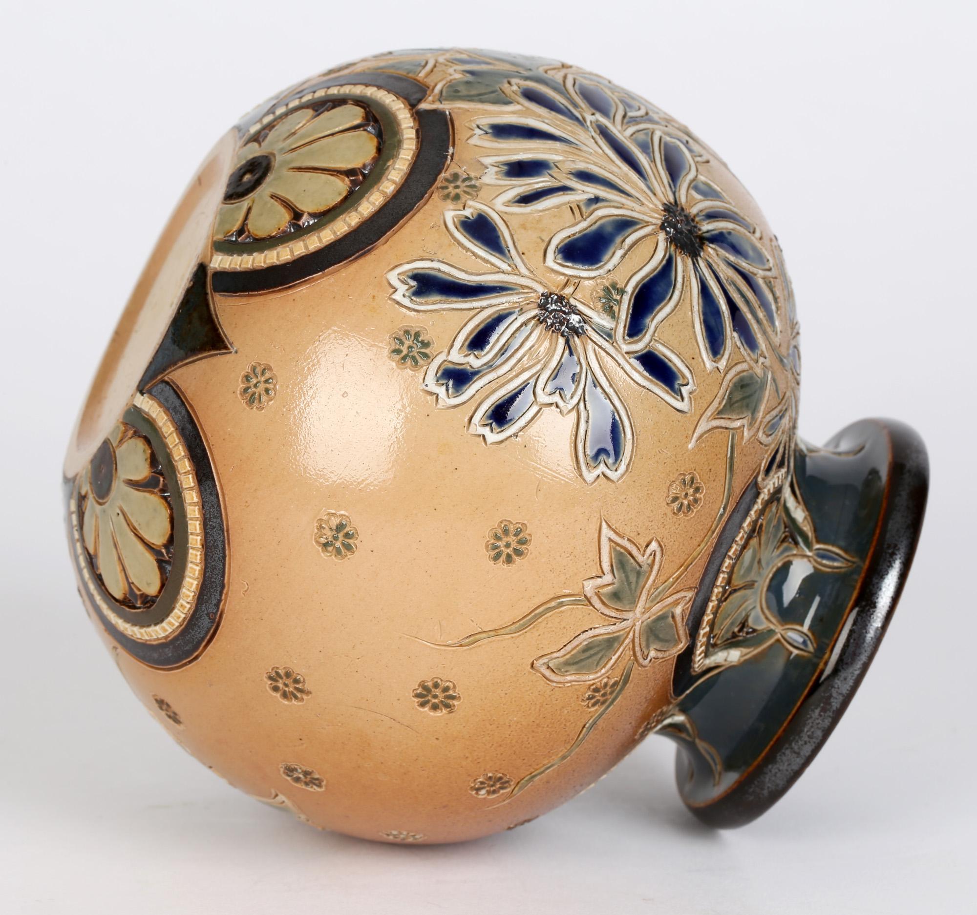 Glazed Edith Lupton for Doulton Lambeth Stylized Floral Art Pottery Vase
