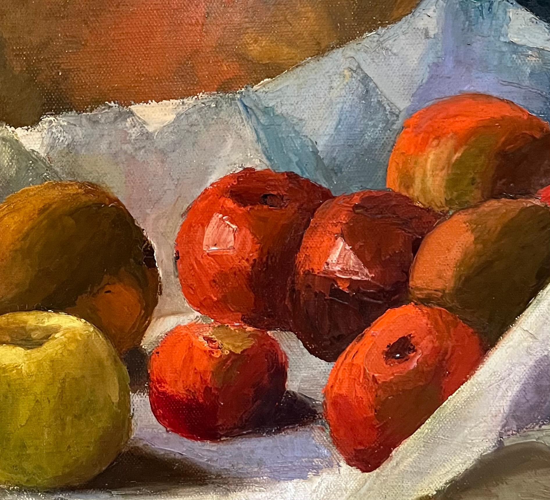 Mele e limoni di Edith Lutz - Olio su tela - 64x96 cm in vendita 6