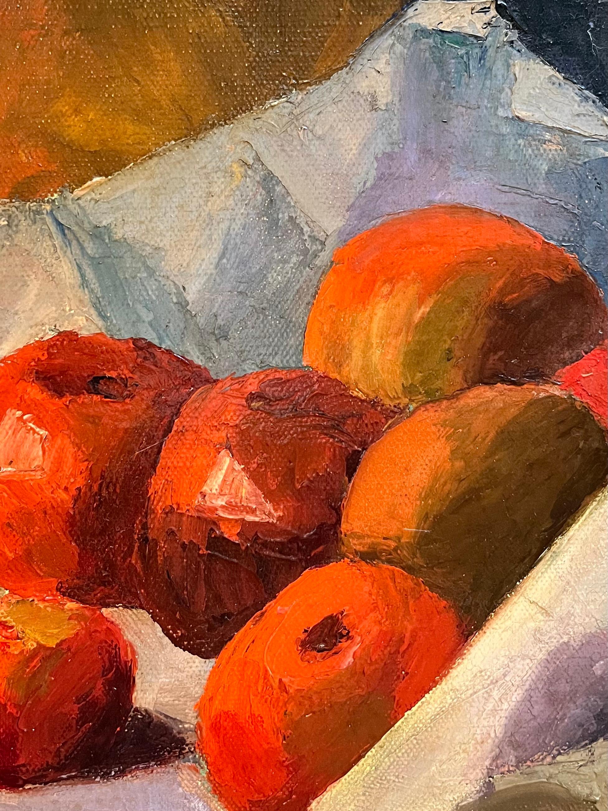 Mele e limoni di Edith Lutz - Olio su tela - 64x96 cm in vendita 9