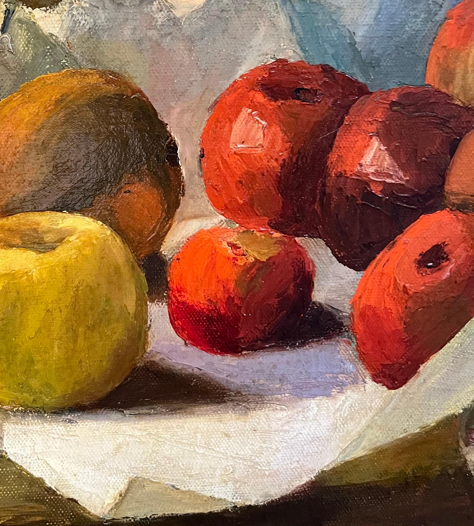 Mele e limoni di Edith Lutz - Olio su tela - 64x96 cm in vendita 2