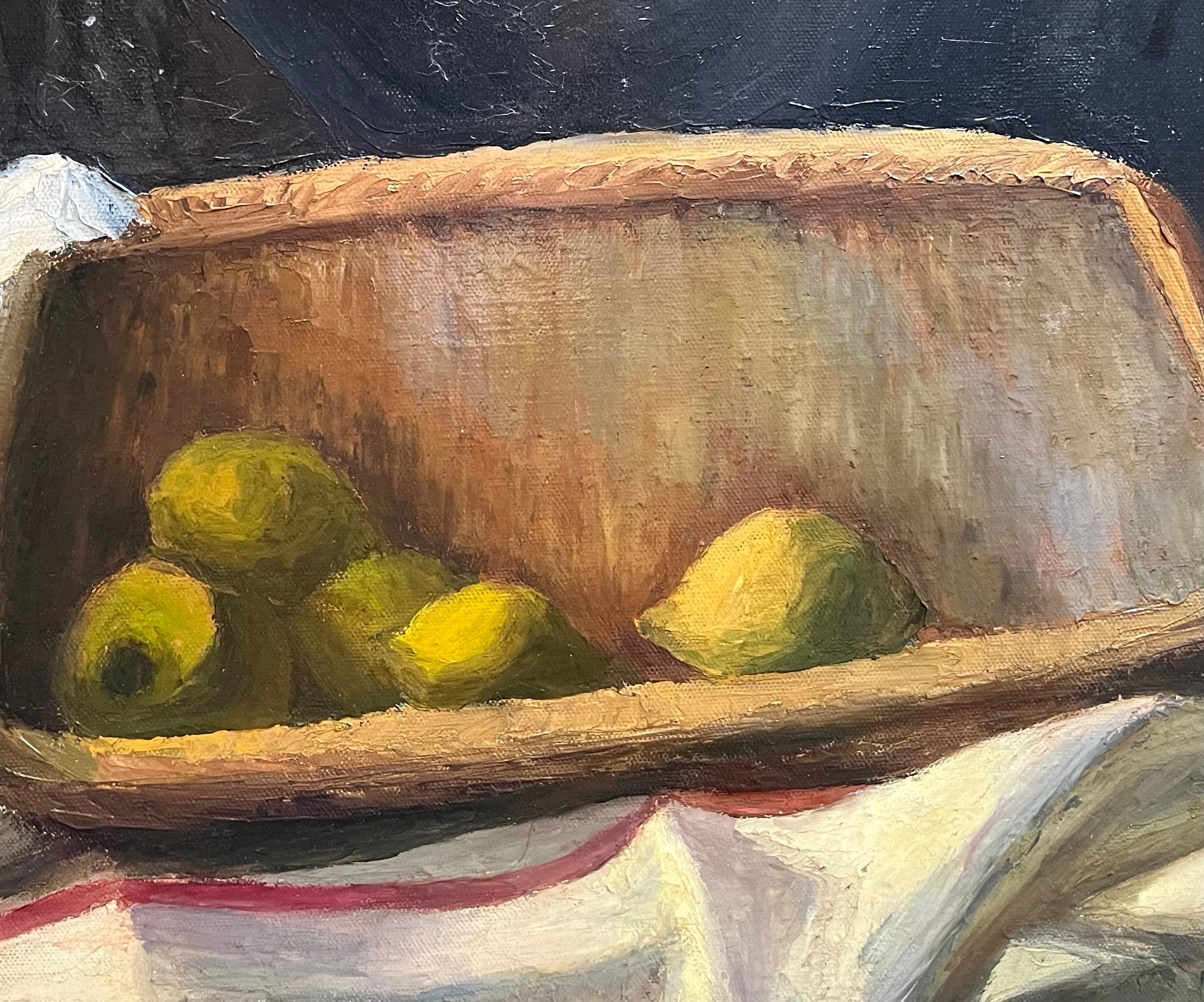 Mele e limoni di Edith Lutz - Olio su tela - 64x96 cm in vendita 3