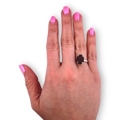 Edith Ring – 14k White Gold with 5 ct Natural Black Opal & Hidden Diamond Halo