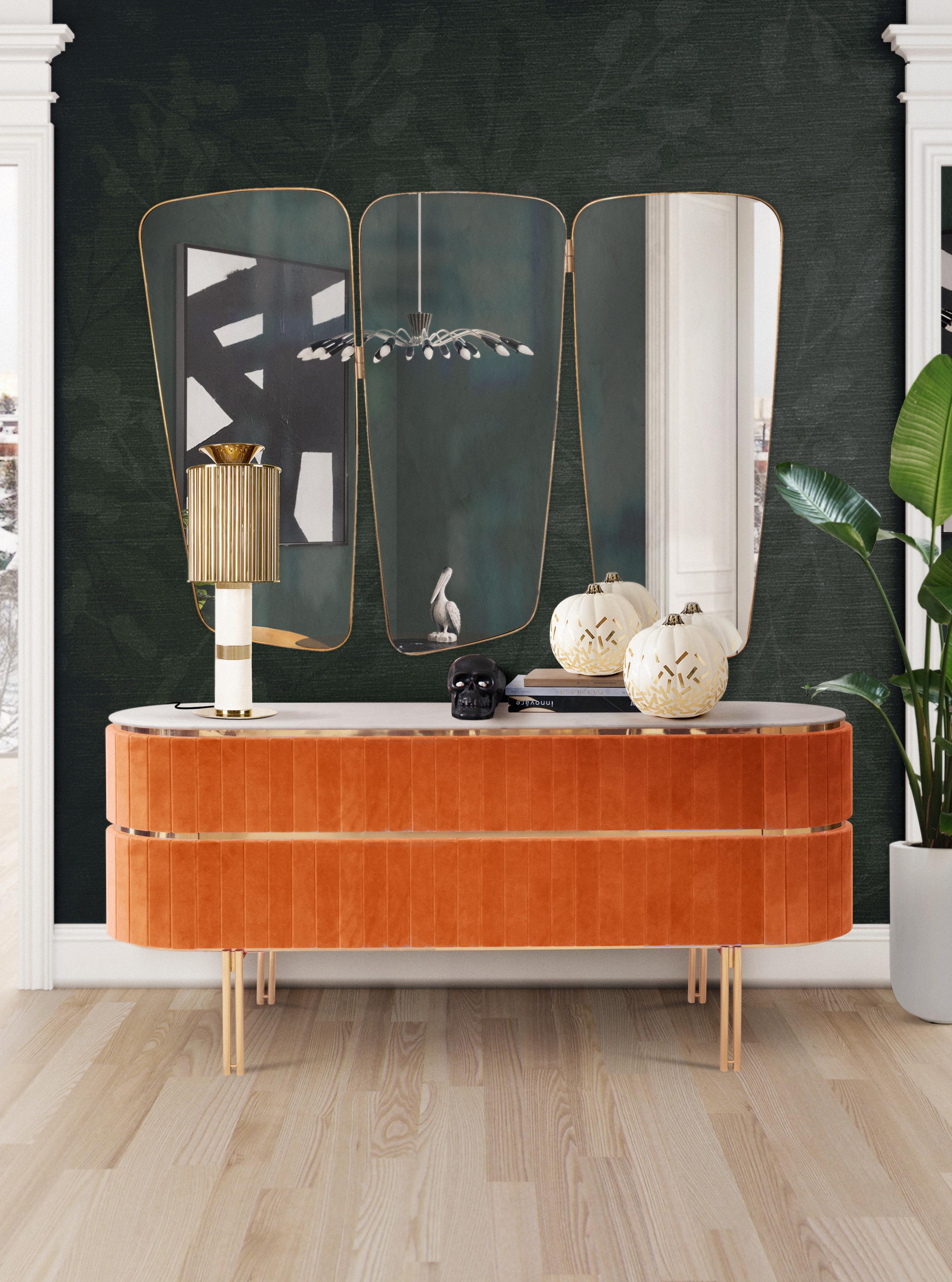 Mid-Century Modern Edith Sideboard in Rosa mit Messingdetails von Essential Home (Handgefertigt) im Angebot