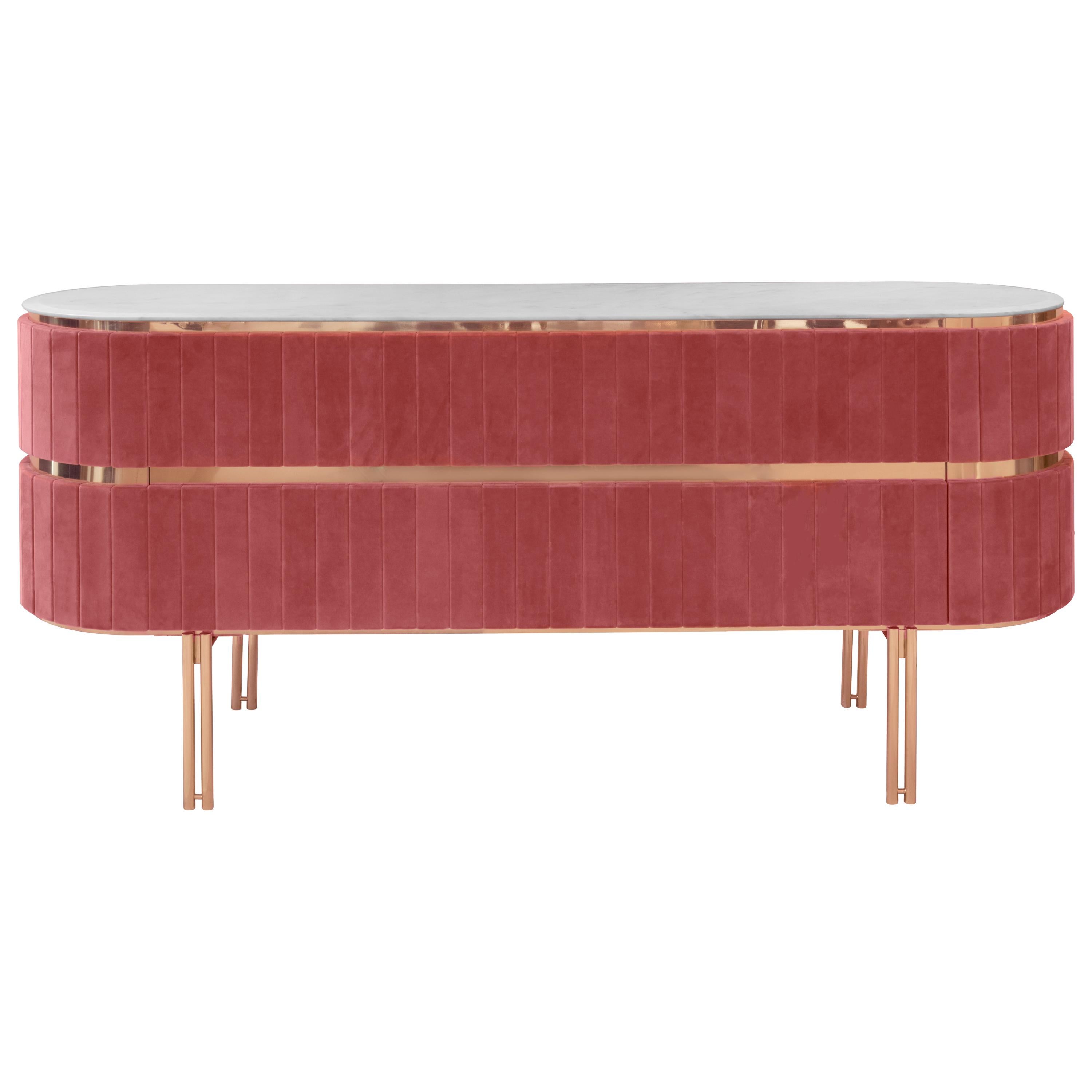 Mid-Century Modern Edith Sideboard in Pink with Brass Detail by Essential Home For Sale