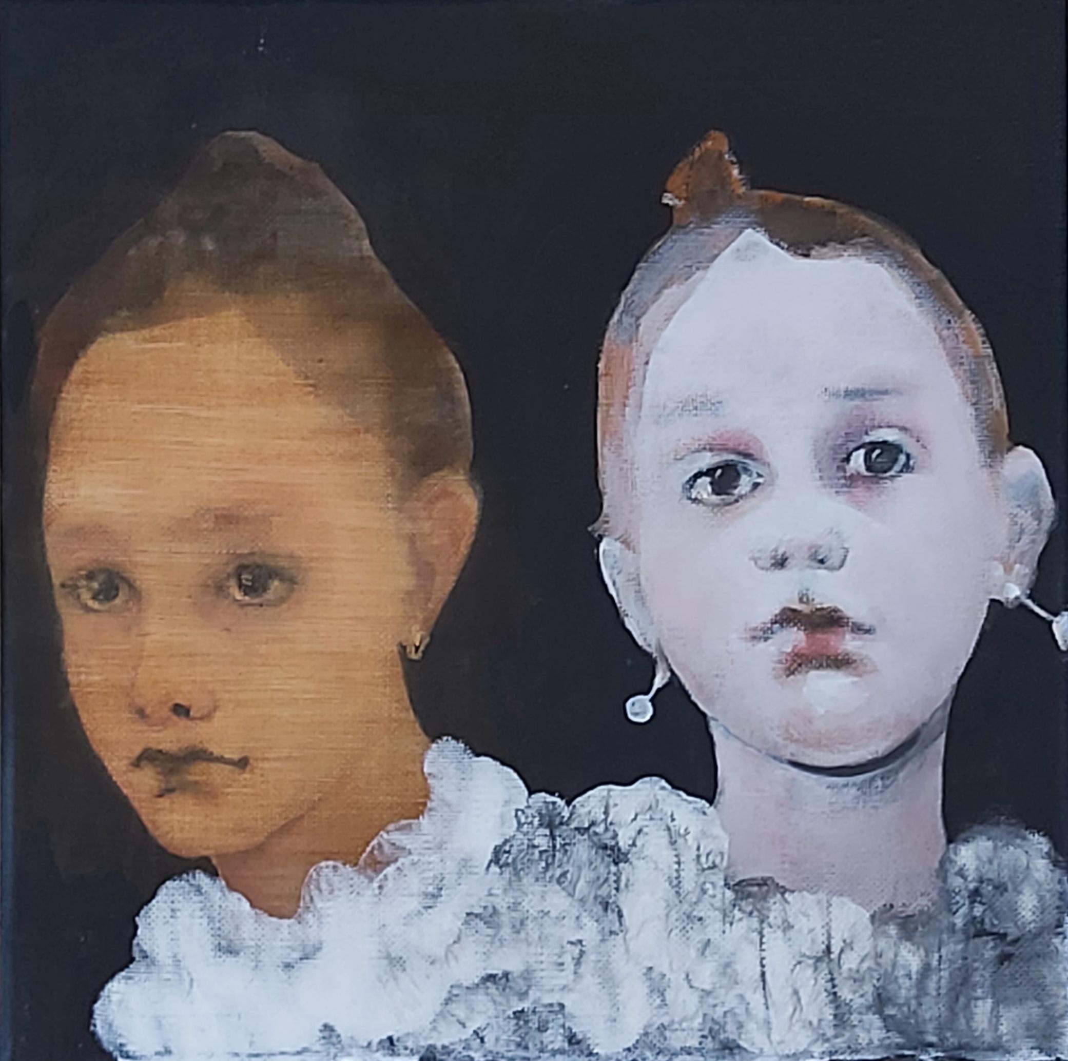 Edith Snoek Portrait Painting – Ohrringe'' Niederländisches Contemporary Portrait eines Mädchens mit Ohrringen