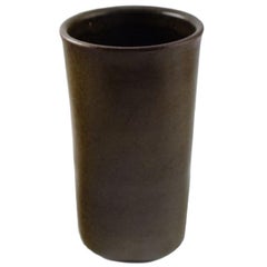 Edith Sonne Bruun for Saxbo, Ceramic Vase, Beautiful Olive Green Glaze