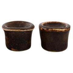 Edith Sonne for Saxbo, a Pair of Glazed Ceramic Candleholders