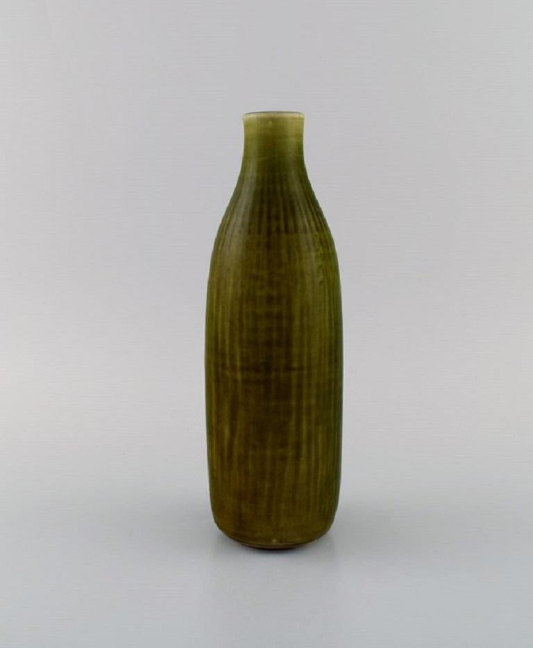 Scandinavian Modern Edith Sonne for Saxbo, Bottle-Shaped Vase in Glazed Ceramics For Sale