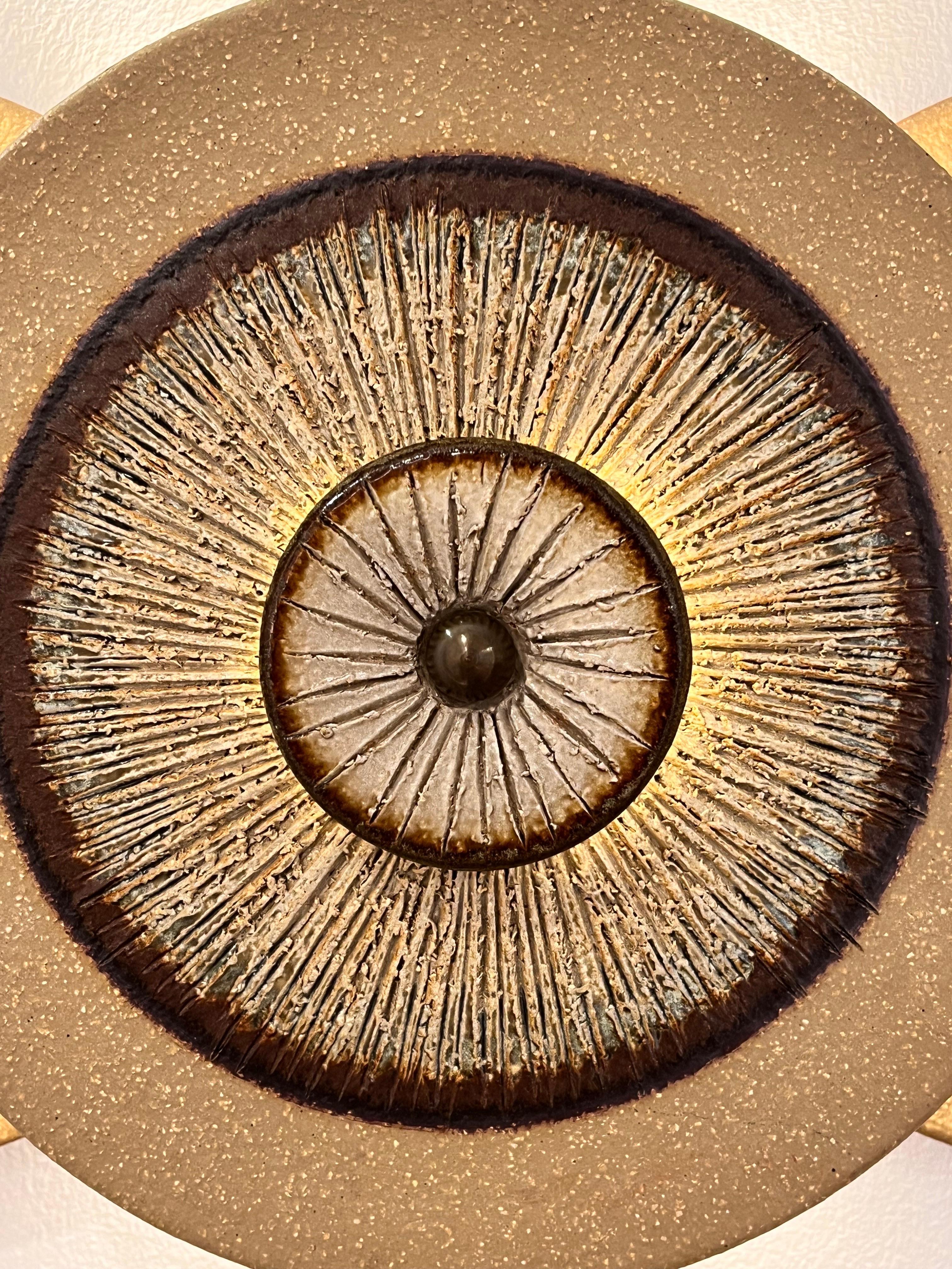 Edition Soholm - Hand-Painted Ceramic Wall Sconce with 3 Discs, Denmark 1970 3