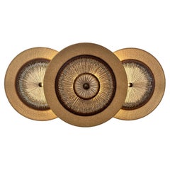 Edition Soholm - Hand-Painted Ceramic Wall Sconce with 3 Discs, Denmark 1970