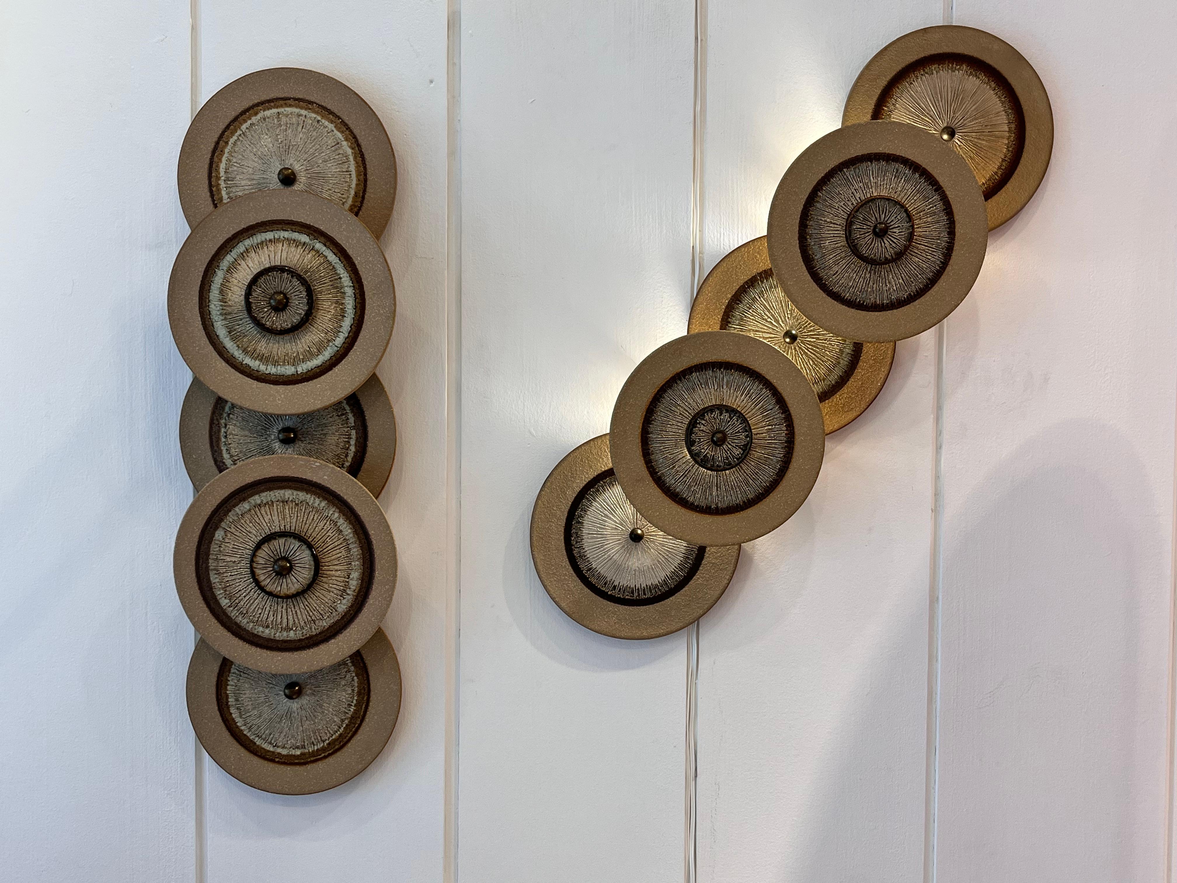 Mid-Century Modern Edition Soholm - Applique murale en céramique peinte à la main avec 5 disques, Danemark 1970 en vente