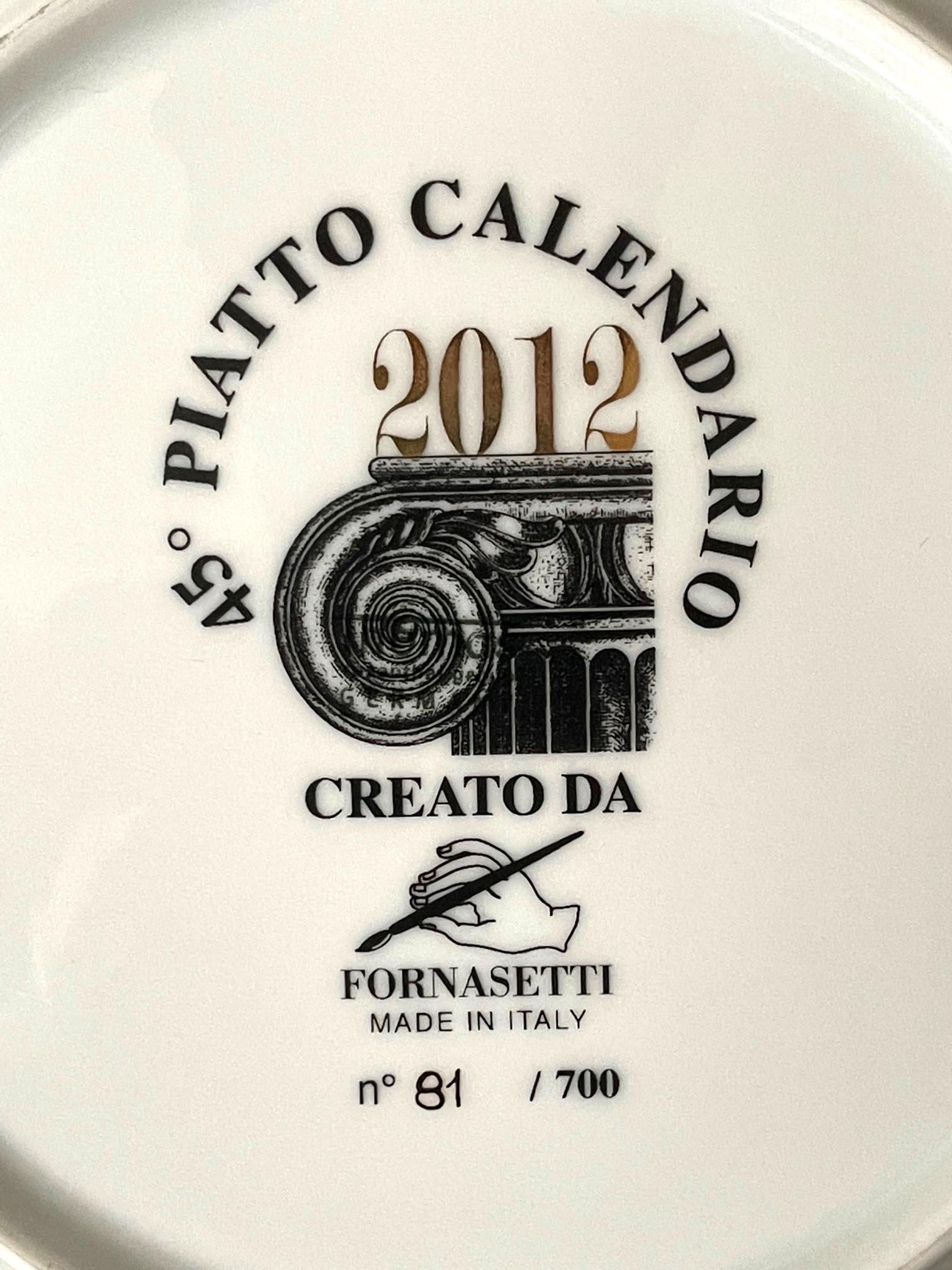 Editioned Italian Fornasetti Calendar Porcelain Plate, 2012 For Sale 3