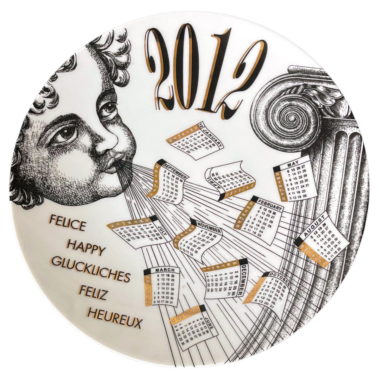 Editioned Italian Fornasetti Calendar Porcelain Plate, 2012 For Sale