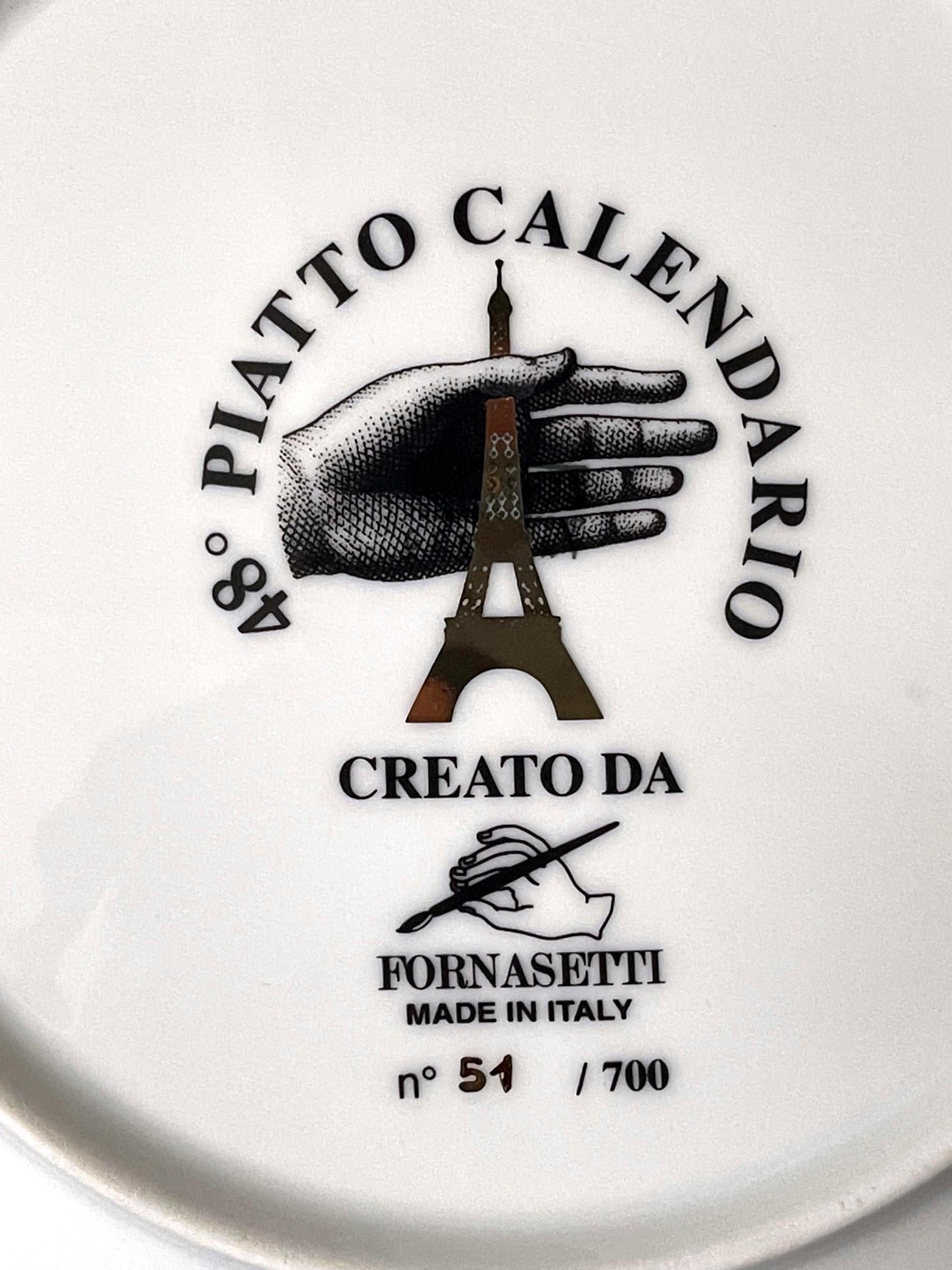 Editioned Italian Fornasetti Calendar Porcelain Plate 2015 6