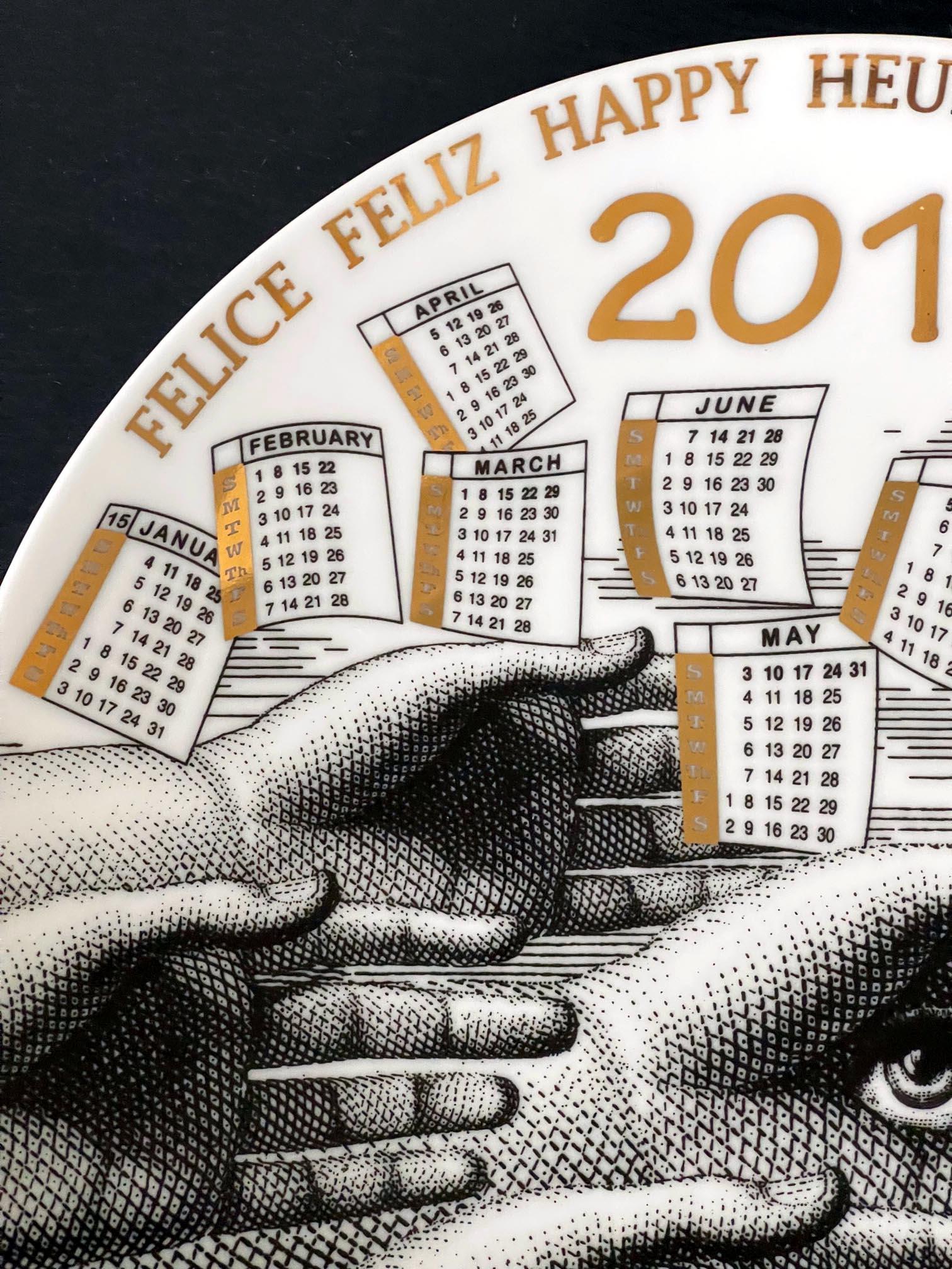 Contemporary Editioned Italian Fornasetti Calendar Porcelain Plate 2015