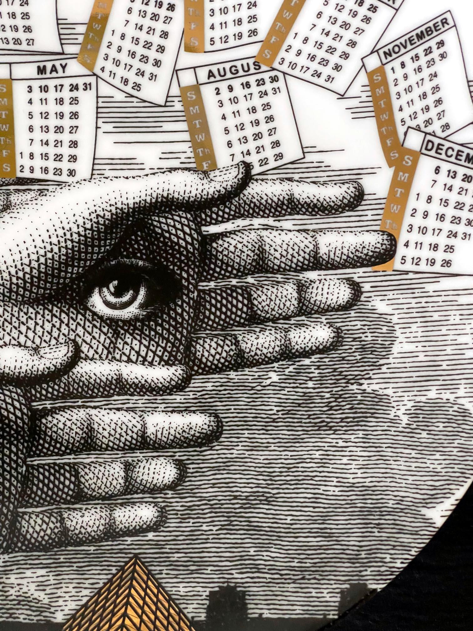 Editioned Italian Fornasetti Calendar Porcelain Plate 2015 1