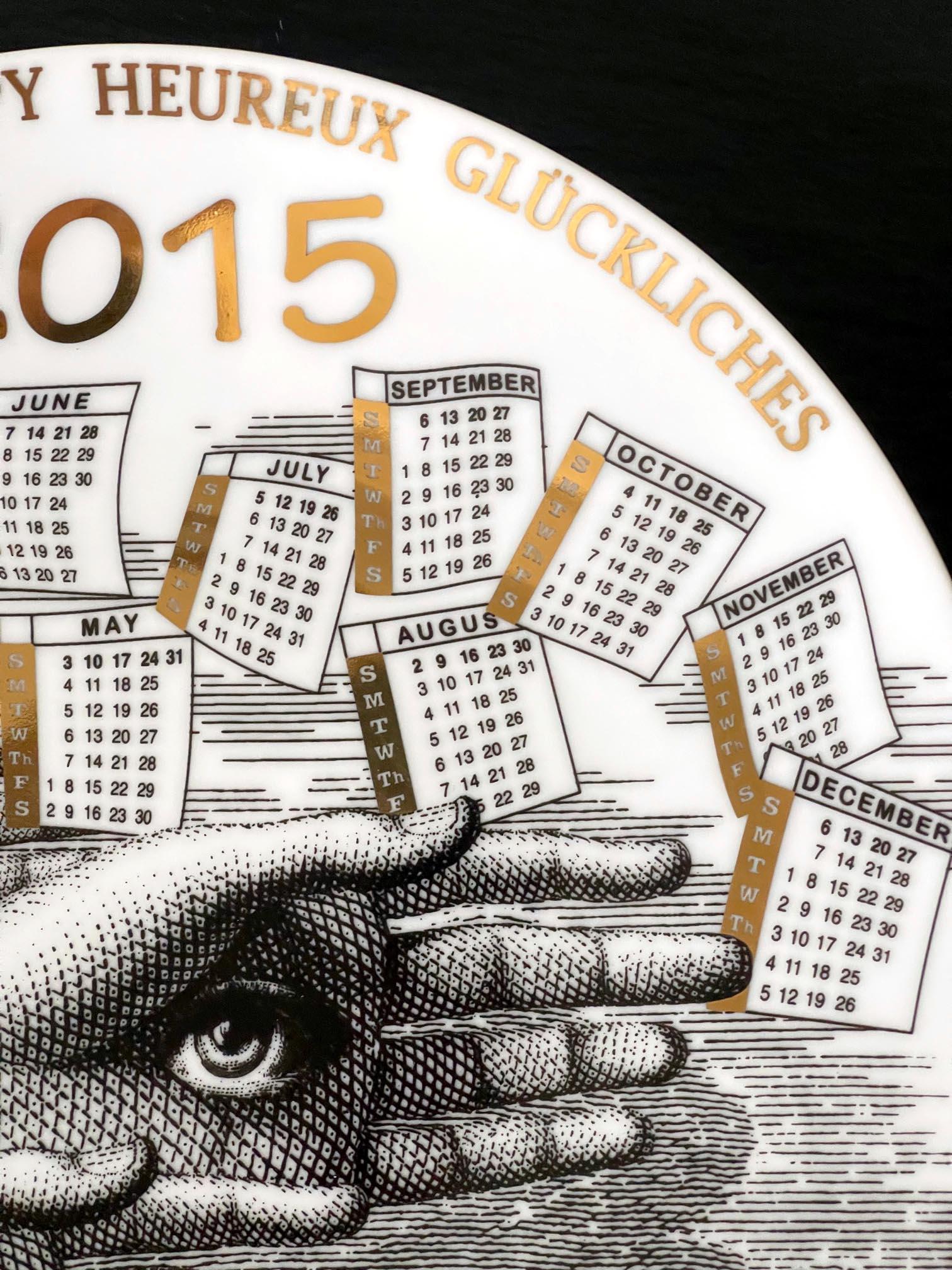 Editioned Italian Fornasetti Calendar Porcelain Plate 2015 2