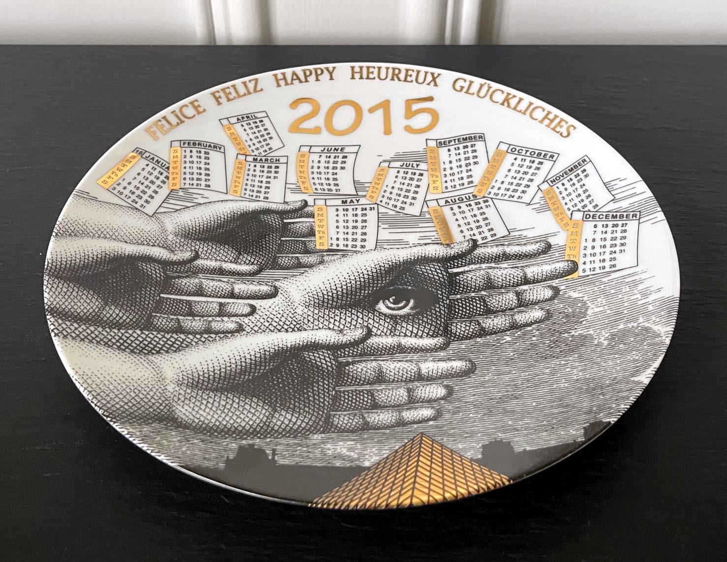 Editioned Italian Fornasetti Calendar Porcelain Plate 2015 3