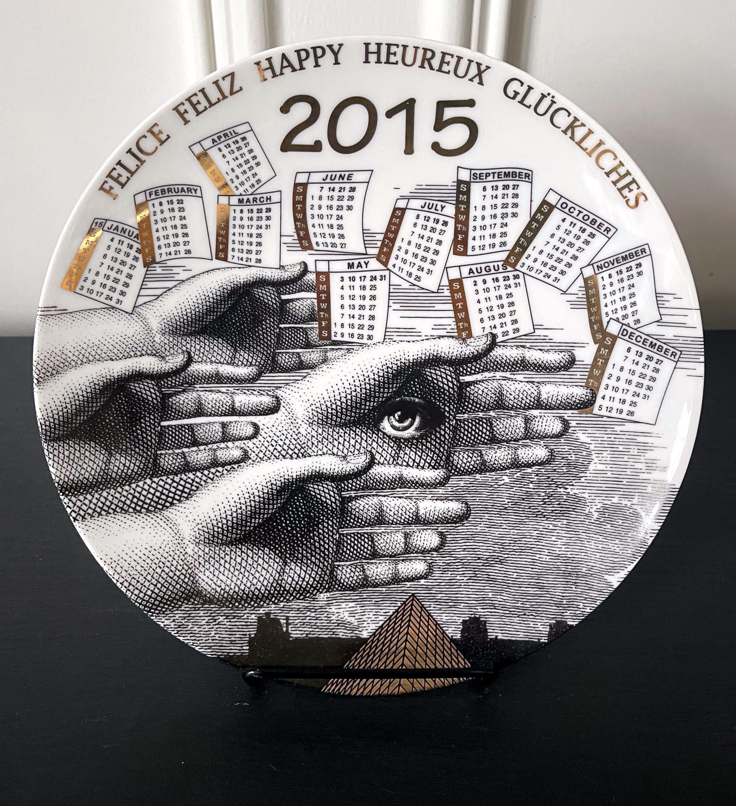 Editioned Italian Fornasetti Calendar Porcelain Plate 2015 4