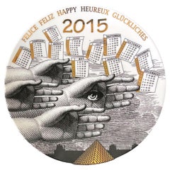 Editioned Italian Fornasetti Calendar Porcelain Plate 2015