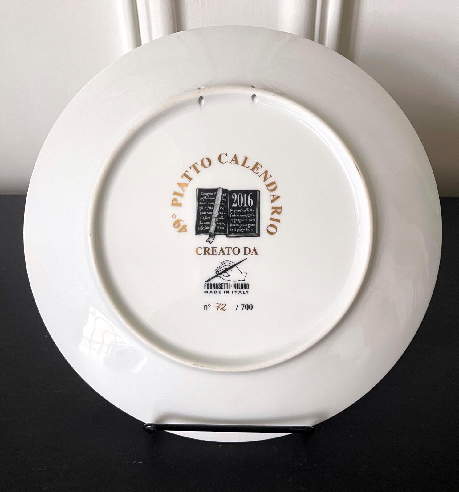Editioned Italian Fornasetti Calendar Porcelain Plate, 2016 5