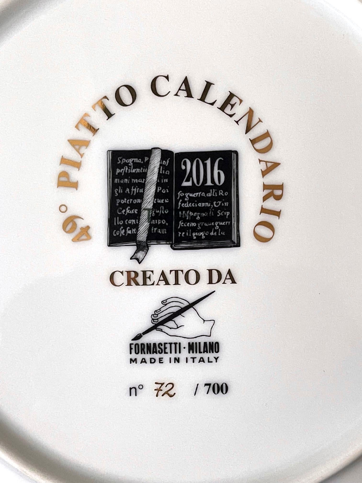 Editioned Italian Fornasetti Calendar Porcelain Plate, 2016 6