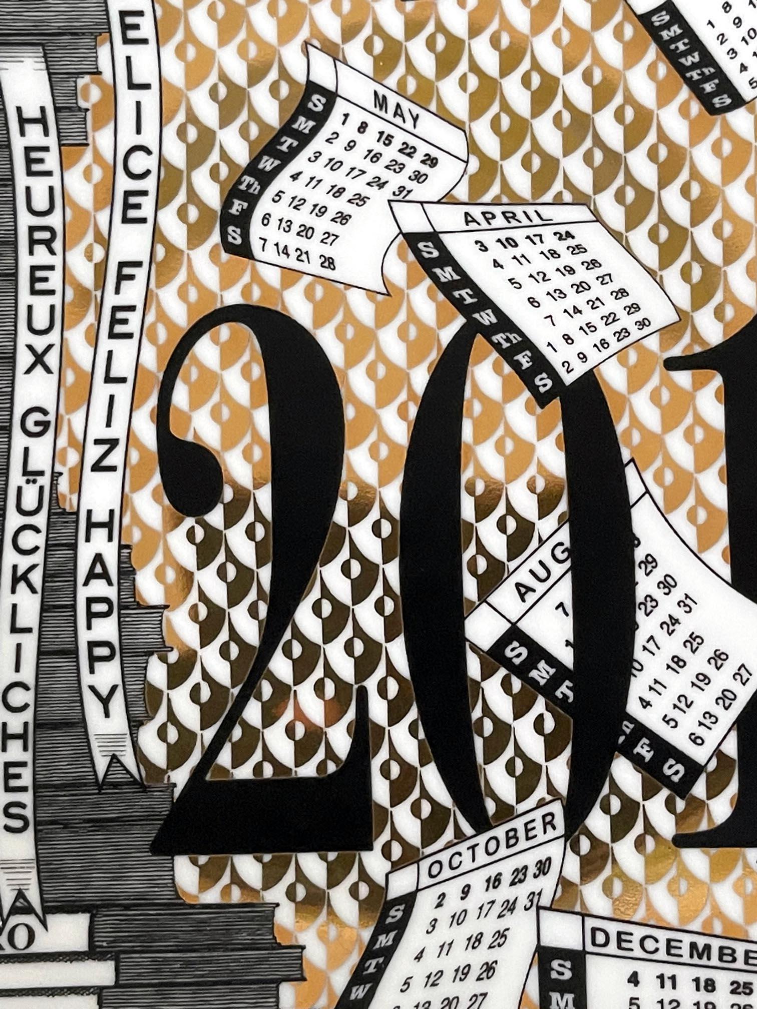 Editioned Italian Fornasetti Calendar Porcelain Plate, 2016 In Good Condition In Atlanta, GA