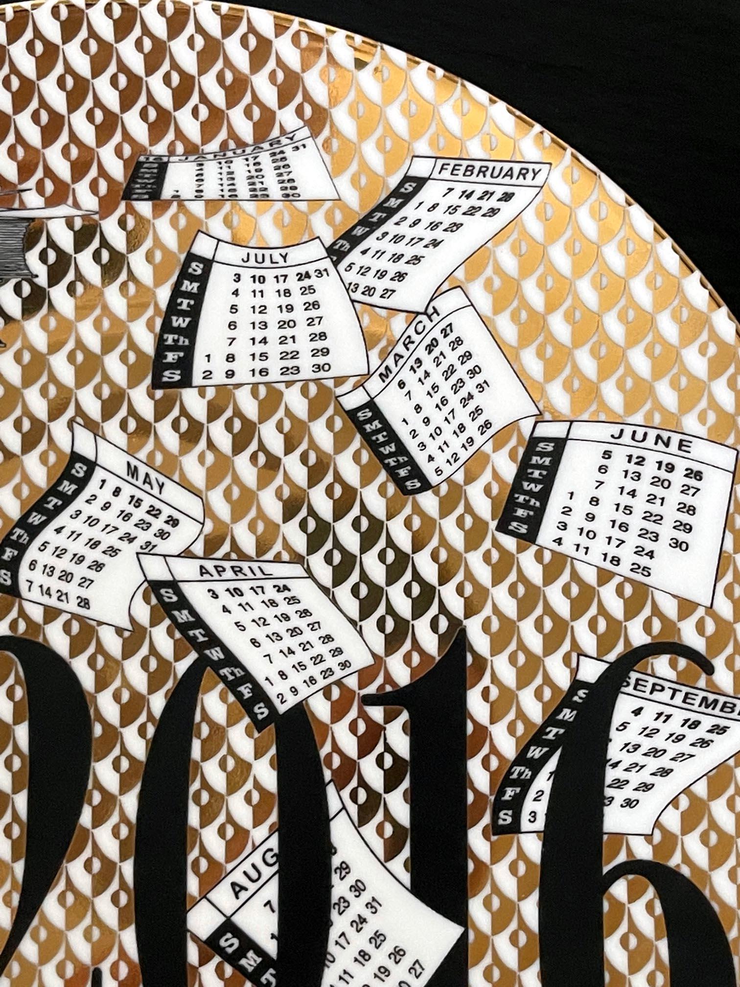 Contemporary Editioned Italian Fornasetti Calendar Porcelain Plate, 2016