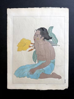Editioned Woodblock Print Jeune Fille de Saipan by Paul Jacoulet