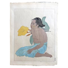 Editioned Woodblock Print Jeune Fille de Saipan by Paul Jacoulet