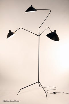 Editions Serge Mouille 'Lampadaire 3 Bras Pivotants' Floor Lamp