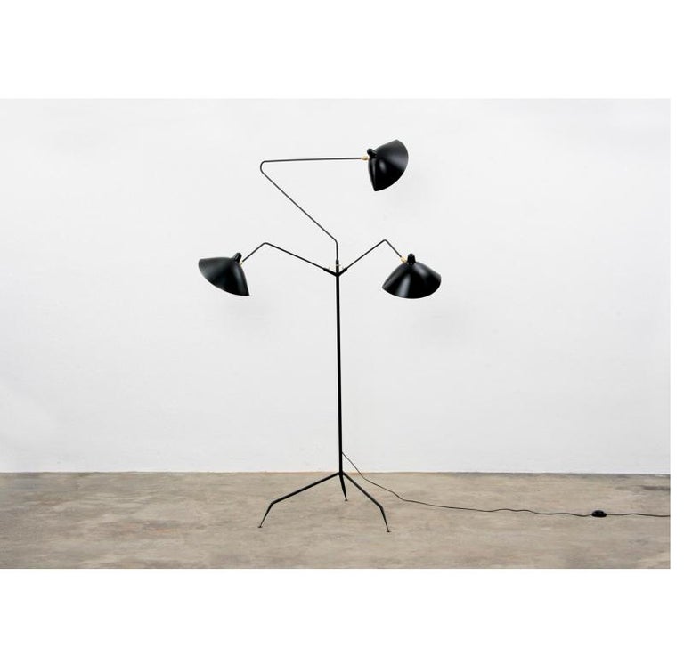 Editions Serge Mouille 'Lampadaire 3 Bras Pivotants' Floor Lamp For ...