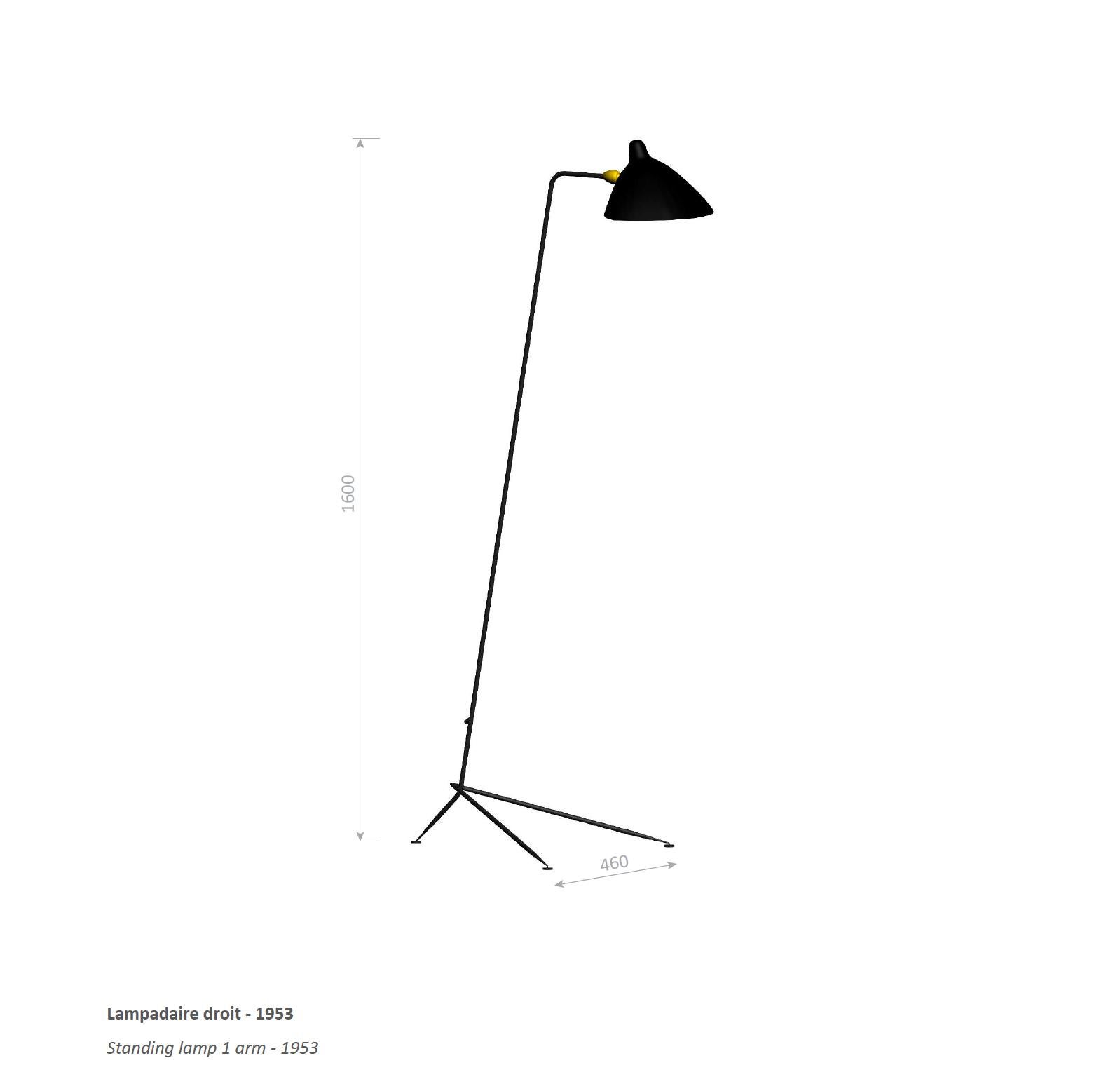 Contemporary Editions Serge Mouille 'Lampadaire Droit' Floor Lamp in Black For Sale